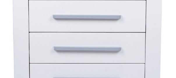 Wickelkommode / Wickeltisch in weiß mit 3 geräumigen Schubladen